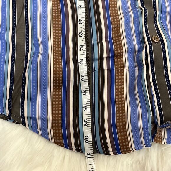 Robert Graham Striped Contrast Collar and Cuff Cotton/Silk Button Down Shirt LT - Picture 10 of 11